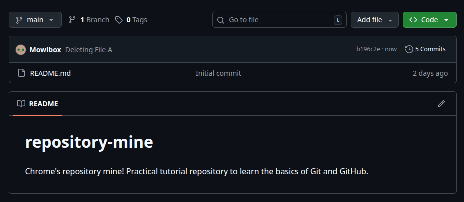 Repository after deleting